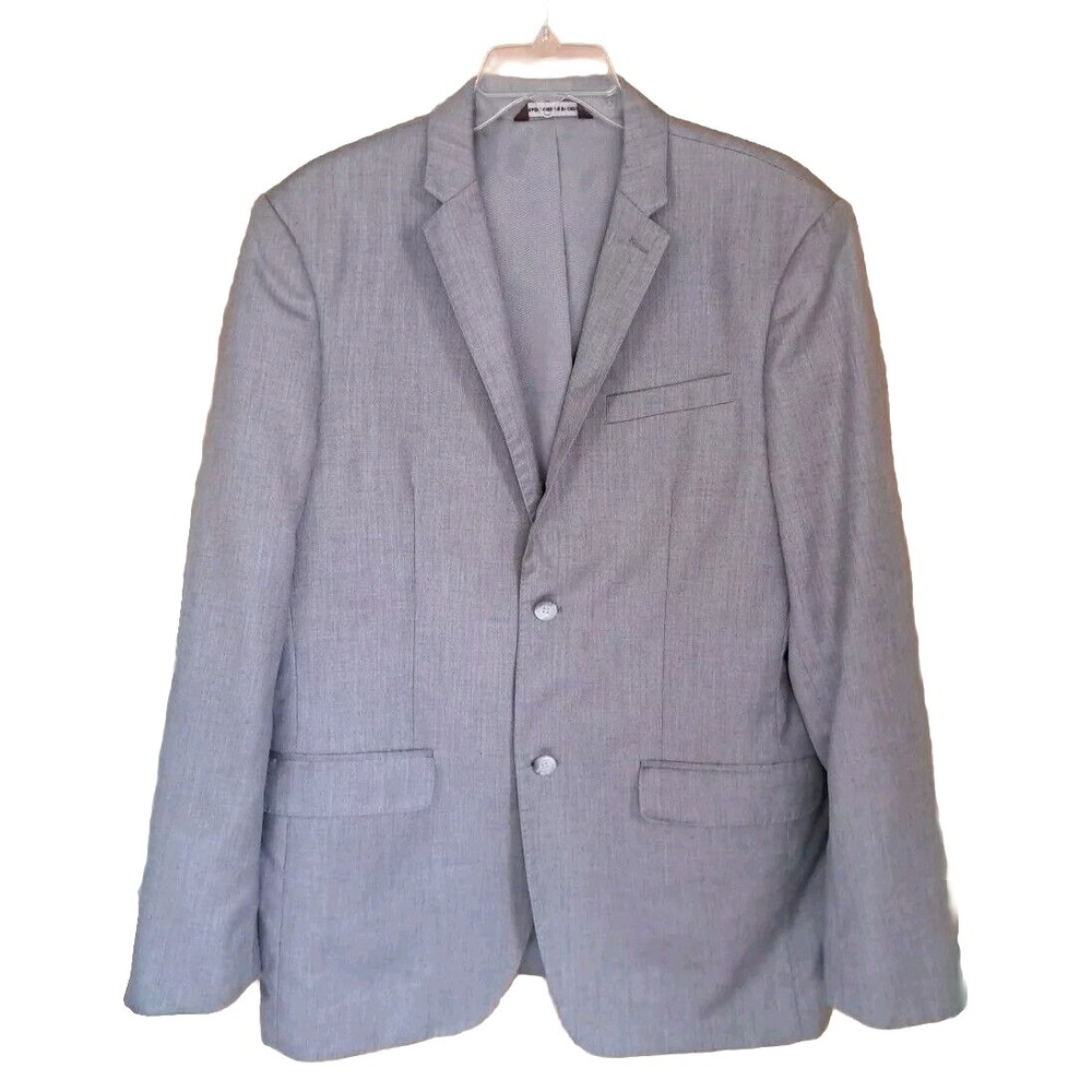 Perry Ellis‎ Blazer Men's 42R Gray Slim Fit 2 Button Single Vent Polyester Blend